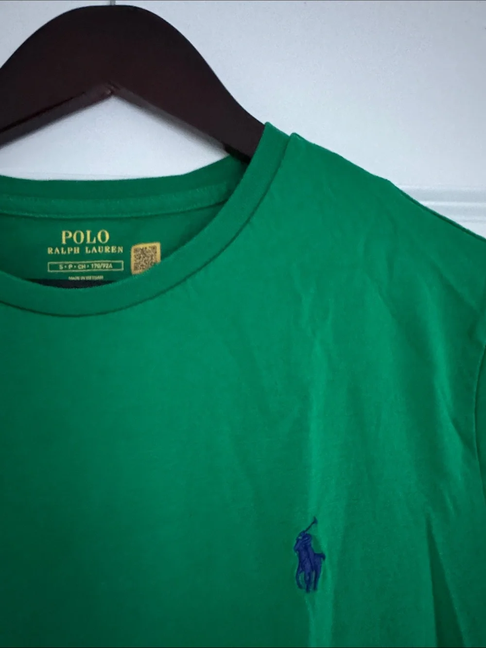 GU Polo Ralph Lauren Blue Logo Green Short Sleeve Shirt S